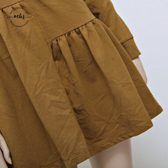 English Factory Long Sleeve Crew Neck Asymmetrical Ruffle Hem Mini Dress - Picture 9 of 11